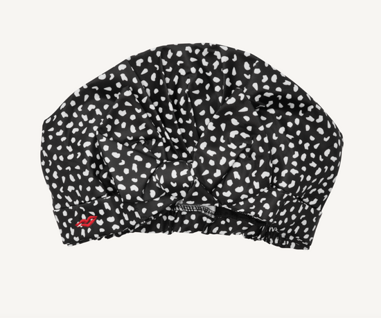 Black & White Spotty Shower Cap with Cute Bow